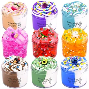 9 Pack Slime Kit, with 3 Jelly Cube Crunchy Slime and 6 Butter Slime, Crystal... - Picture 1 of 7