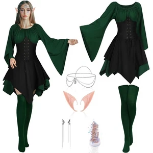 6er Pack Halloween Frauen Mittelalter Fee Elfe Cosplay Kostüm Renaissance Tradition... - Bild 1 von 6