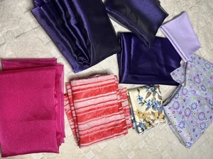 Large Mixed Lot- Fabric Satin Organza Slinky Sewing Crafting Doll Clothes Yard - Picture 1 of 18