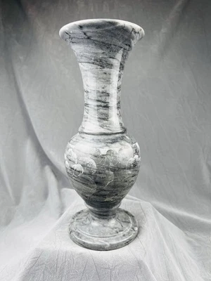 Jarrón de mármol artesanal de 10" de alto elegante y elegante gris mármol decoración del hogar Foto 1 de 4