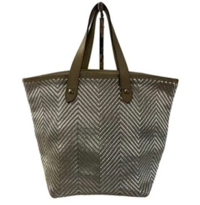 Autentica borsa HERMES Chennai PM in pelle intrecciata grigio argento beige - Foto 1 di 19