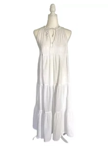 J.Crew Tiered Sleeveless White Maxi Beach Dress Size XS Boho Casual Vacation - Picture 1 of 6