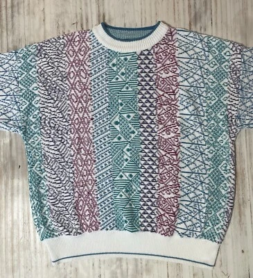 Suéter Alexander Julian Colores Vintage Para Hombre Grande Años 80 Tejido Nórdico Blanco Multi Foto 1 de 4