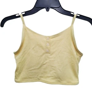 Old Navy Girl's Pale Yellow Ribbed Cropped Henley Swim Top Size XL (14-16) - Picture 1 of 4