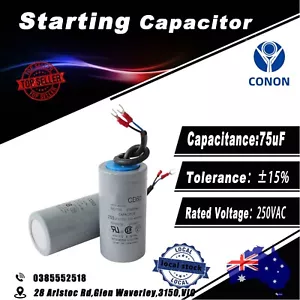 quality aluminium starting capacitor 250VAC 75uF Motor Capacitor CD60 50/60Hz - Bild 1 von 3