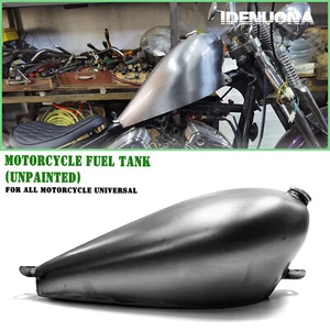Ajuste universal para motocicleta plateado tanque de combustible de gas aceite con tapa sin pintar 9L - Imagen 1 de 5