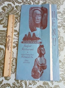 Windjammer Seafood Restaurant Menu Richmond VA 1960s-70s - Imagen 1 de 5
