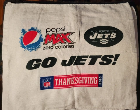 2 LOT New York Jets "Go Jets!" THANKSGIVING 2010 Rally Towels (White) NEW! Cover