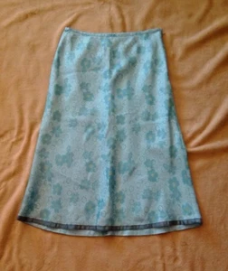 Ann Taylor Turquoise Yellow Floral Print Acetate Lined Silk A-Line Skirt Size 2 - Picture 1 of 6