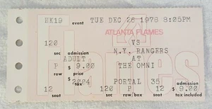 1978 ATLANTA FLAMES VS NEW YORK RANGERS NHL HOCKEY TICKET GAME DEFUNCT TEAM OLD - Picture 1 of 8