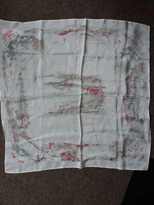 VIntage collection 100% silk scarve, amazing England's sea iconic places print - Picture 1 of 11