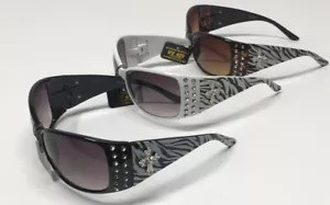 Woman’s Rinestone Incrusted Cross UV400 Sunglasses Multiple Color Choices. - Picture 1 of 12