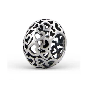 Herz Charm Perle 925 Sterlingsilber für Armbänder Schmuck - Bild 1 von 3