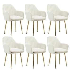 Velvet Dining Chair with Fabric Accent Arm Chairs Set of 4/6 Living Dining Room - Picture 1 of 28