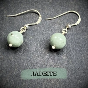 Pendientes de jadeíta birmana AA - verde claro - plata esterlina 925 - envueltos en alambre - Imagen 1 de 4