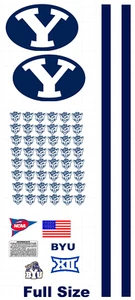 BYU COUGARS COLLEGE FOOTBALL HELMET DECALS NAVY BLUE Full Size 8 Mil Convex - Picture 1 of 1