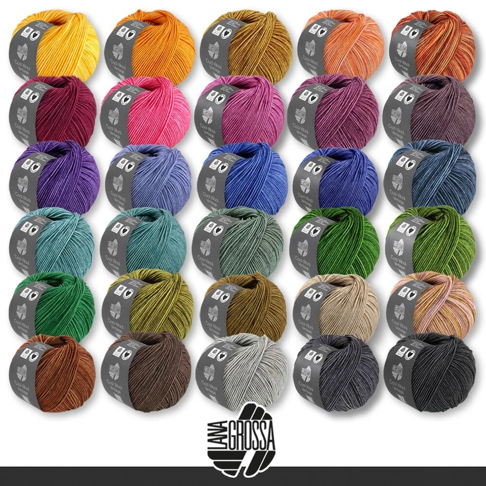 Lana Grossa 50 g Cool Wool Vintage Merino Wolle Garn Stricken Häkeln 30 Farben - Bild 1 von 1