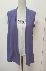 M&S Size 12 Purple White Embroidered Beaded Combi Tunic Top Cardigan Fashion - Picture 1 of 11