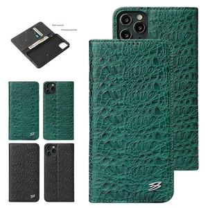 For iPhone 13 14 15 Pro Max 12 11 8 7 Genuine Cowhide Real Leather Wallet Case - Picture 1 of 26