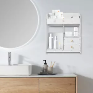 Wall Mount Bathroom Cabinet Storage Shelf Organizer W/ 2 Drawers Over Toilet - Picture 1 of 16