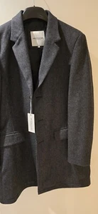 McGregor men's wool herringbone overcoat - Dark Grey Mélange - Brand New Tagged - Picture 1 of 8