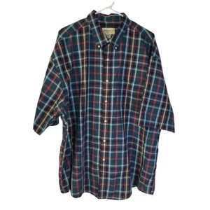 Eddie Bauer Men's Plaid Chambray Button Down Shirt Sz XXL NEW Teal Short Sleeves - Picture 1 of 7