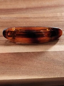 Vintage Faux Tortoise Shell Barette Hair Clip Rootbeer Color Silvertone Holder - Picture 1 of 11