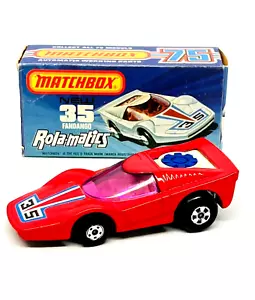 Matchbox Lesney Rolamatics 35 Fandango rot, seltene lila Fenster, blanker Sockel, mib! - Bild 1 von 7