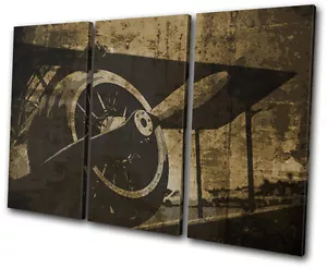 Plane Grunge Vintage Transportation TREBLE CANVAS WALL ART Picture Print - Picture 1 of 1
