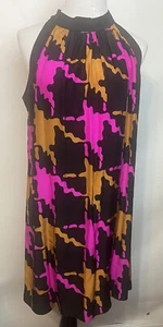 Alice & Trixie Black Pink Geometric print silk dress M Medium Sleeveless Silk - Picture 1 of 18