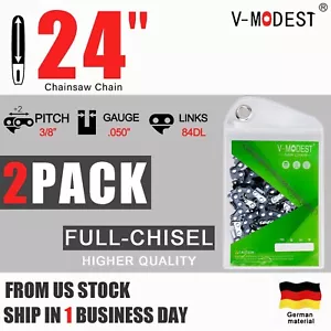 2er Pack 24'' Motorsägenkette für Husqvarna 455 460 Stihl Vollmeißel 3/8" .050 84DL - Bild 1 von 8