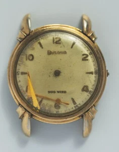 Vintage Bulova Auto 10KT Yellow Gold Plated Wrist Watch 17 jewels Parts Repair - Picture 1 of 9