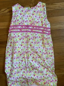 Lilly Pulitzer Tulip Dress Scalloped Hem Girls Size 7 Pink Green Yellow Floral - Picture 1 of 6