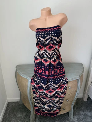 Trixxi Maxi Tube Dress Womens M Strapless Black Multicolor Aztec Striped Coastal - Image 1 of 4