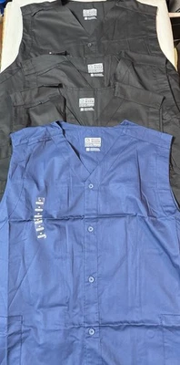 Bundle Of 4: WonderWink Unisex Women's Men’s Scrub Vest -3X Plus Size-Black Navy - Image 1 of 4