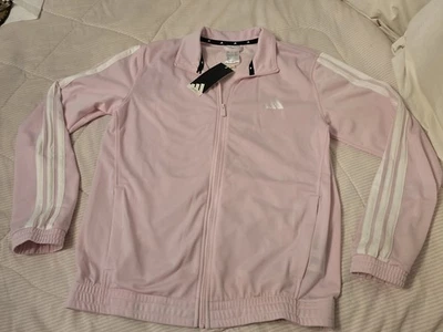 Mujer Adidas Rosa Chaqueta de Pista Rayas Blancas Cremallera Med Nueva Foto 1 de 4
