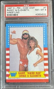 1987 O-Pee-Chee WWF Randy Savage & Elizabeth #7 Wrestling PSA 8 - Picture 1 of 2