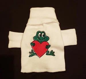 Love Frog weiß Rollkragen Strick Shirt Hund Welpe Haustier Bekleidung Kleidung XXXS - Large - Bild 1 von 2
