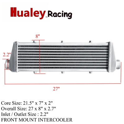 UNIVERSAL TURBO INTERCOOLER FRONT Overall 27X8''X2.7'' ALUMINUM 2.2" I/O  - Image 1 of 4