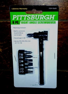 8pc Right Angle Screwdriver -Bits: PH1, PH2, PH3, 3/16", 1/4", T15 & T20-#92630 - Picture 1 of 2