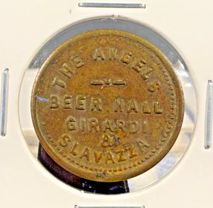 Angels Camp, Calif. "The Angels Beer Hall Girardi Slavazza" G/F 5¢ Token SP4029 - Picture 1 of 2