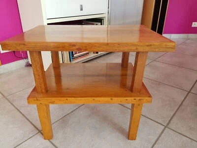 Table d'appoint ou de salon rectangulaire bois exotique massif double plateau - Photo 1/4