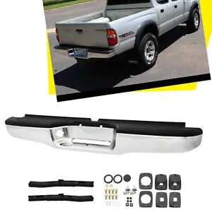 For 1995-2004 Toyota Tacoma Complete Chrome Rear Steel Step Bumper Assembly - Picture 1 of 12