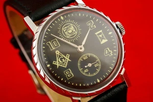 Vintage Russian UdSSR OLD stock Masonic symbol watch Pobeda ZIM Mason - Bild 1 von 7