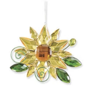 DELUXE SUNFLOWER SUNCATCHER ORNAMENT ribbon hanger NEW IN BOX CRYSTAL - Picture 1 of 5