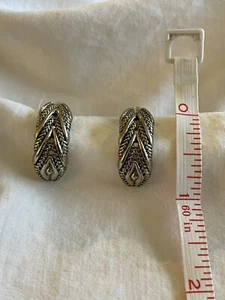 Earrings Silver tone Design-Pierced Loop - Picture 1 of 6