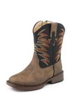 Roper Western Boot Boys Clint Zipper Jagged Tan 09-017-1900-2992 TA - Picture 1 of 1