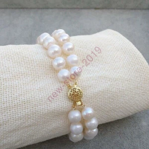 Elegant 8-9mm AAAA South Sea White Pearl Bracelet 7.5-8" 14k Gold P Clasp - Picture 1 of 6