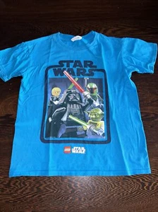 Star Wars Lego Youth Shirt Darth Vader Lightsaber Aqua blue Tshirt 100% Cotton - Picture 1 of 3