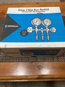 🇺🇸Imperial Deluxe 2-Valve Brass Manifold w/ 3-60” Hoses R-12, R-22, R502 - Picture 1 of 8